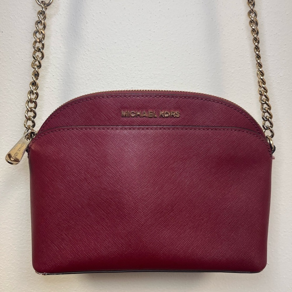 Michael Kors Cindy Saffiano Leather Crossbody Bag Burgundy - Picture 4 of 14